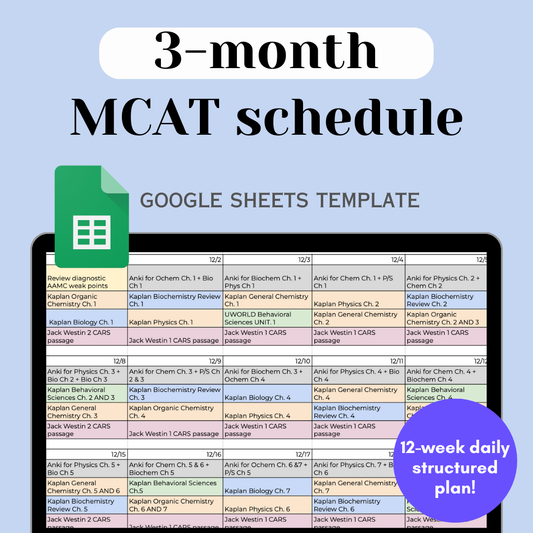 3 Month MCAT Study Plan