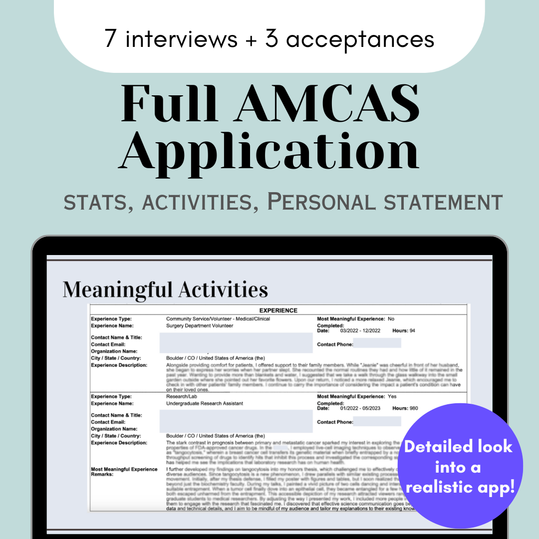 Amcas Application Courses Example Accepted Full AMCAS Application – Erica | MCAT Tutor